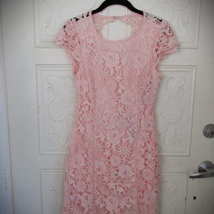 Size L - LULUS As New Never Worn Pink Crochet Type Backless Party Mini Dress